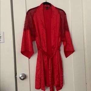 Victoria’s Secret Red Satin Lace Robe